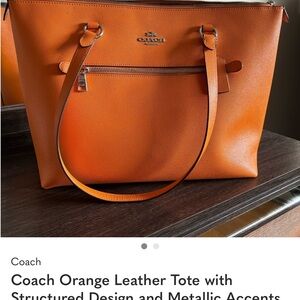 Coach Vibrant Orange Leather Tote